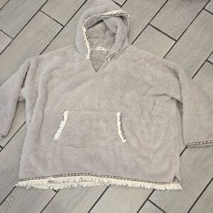 Natural Life Cozy Sherpa Hoodie Poncho‎ One Size Gray